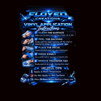 Floyed Creations vinyl application instructions poster with step-by-step guide and helpful tips.