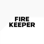 Black text 'FIRE KEEPER' on a white background
